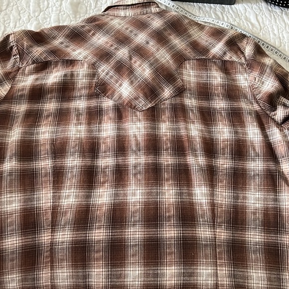 Shyanne button up western shirt plaid Pearl snap buttons / soft brown /cream - Picture 9 of 11